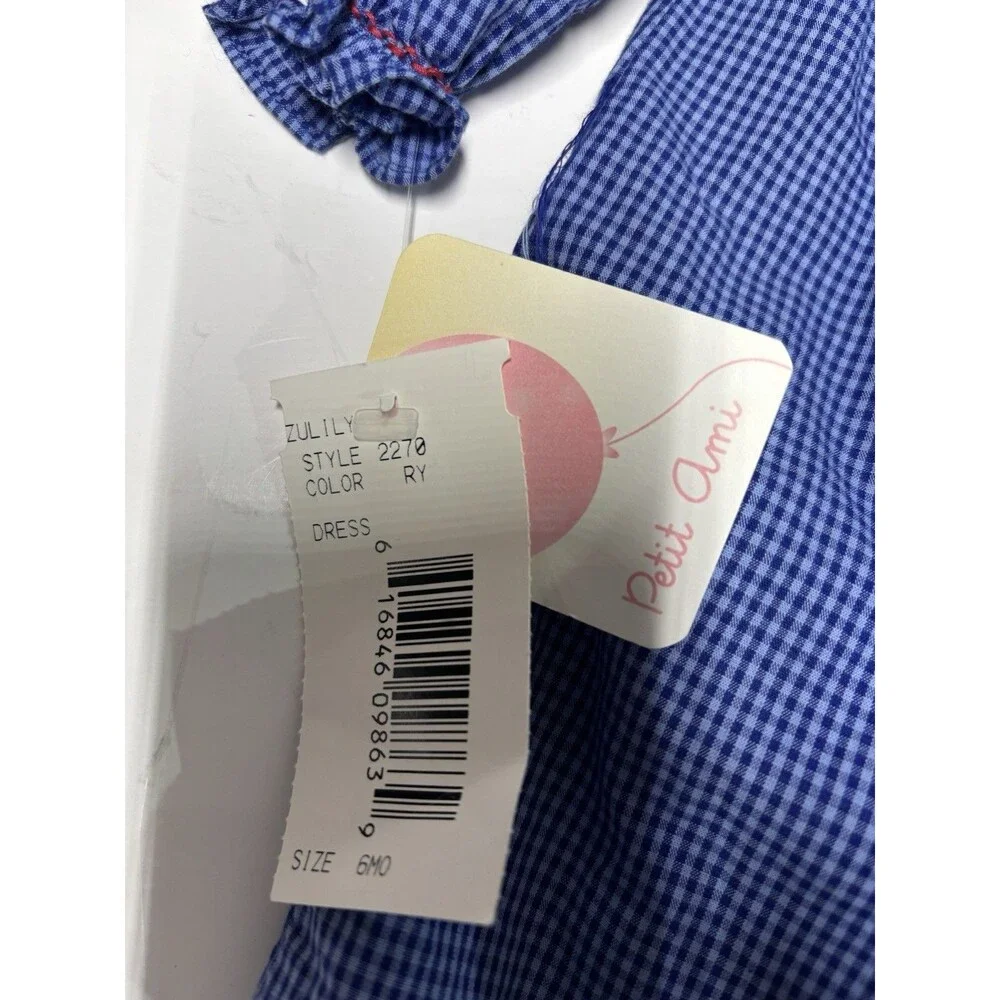Petit Ami 6M Blue Gingham Hand Smocked Bishop Dress w/ Bloomers NWT